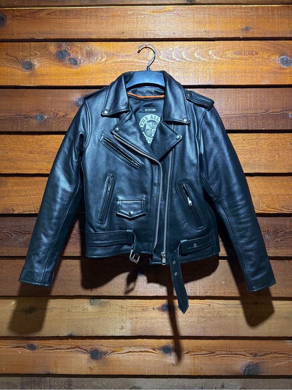 Classic Black Leather Moto Jacket - Women